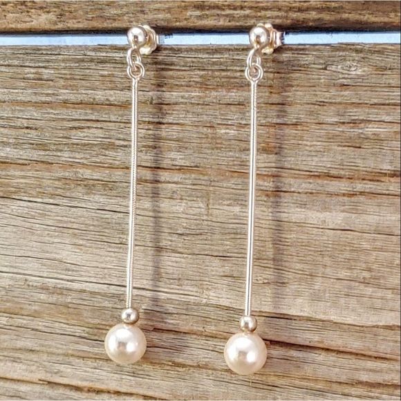 Jewelry - Sterling Silver Chain Pearl Drop Earrings